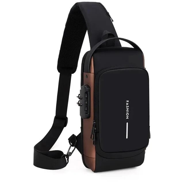 BOLSO ANTIRROBO CON CONEXIÓN USB MORRAL CROSSBODY CON CANDADO Y BOLSILLOS SECRETOS