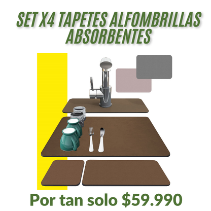 Set X4 Tapetes Alfombrillas Absorbentes